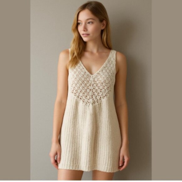 ARITZIA | Wilfred Crochet sweater vest jumper dress wool alpaca cream sz S - Picture 1 of 7